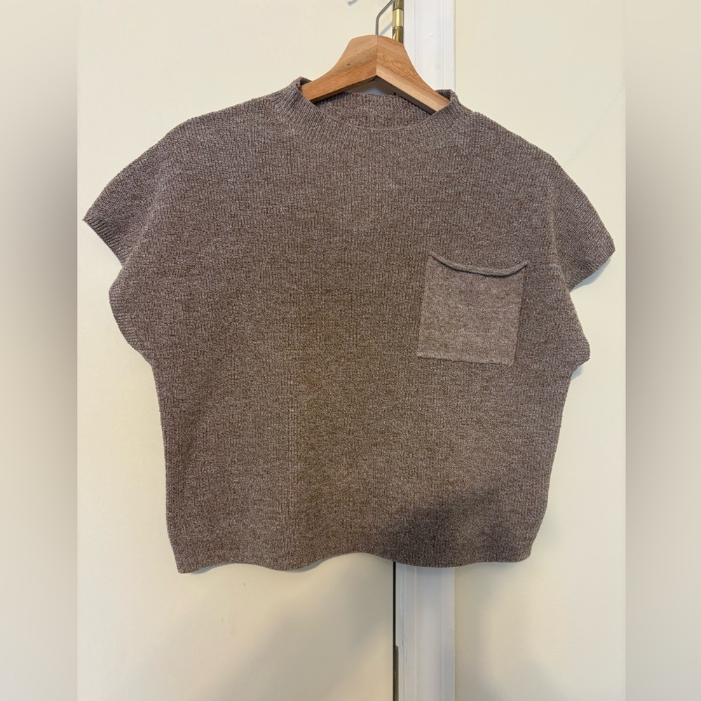 Merokeety Heather Brown Short Sleeve Tunic Sweater Women’s Medium